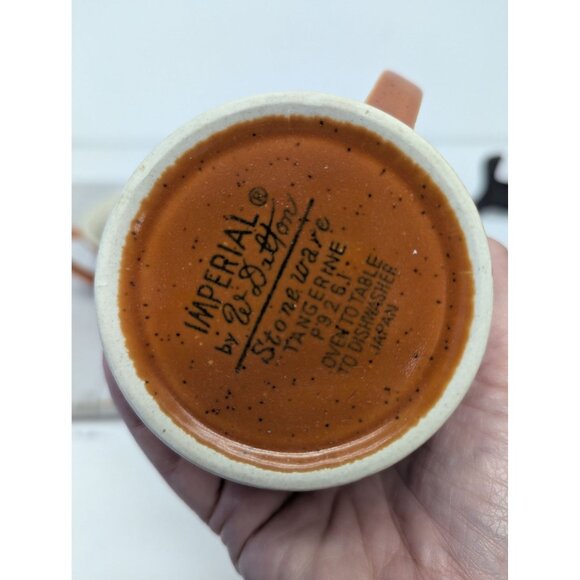 Vintage Imperial W Dalton Stoneware 2 Cups & 1 Saucer Tangerine Japan - Picture 7 of 9